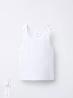Zara White Ribbed Tank Crop